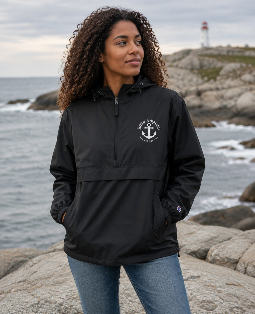 Born & Raised Embroidered Champion Anorak Jacket